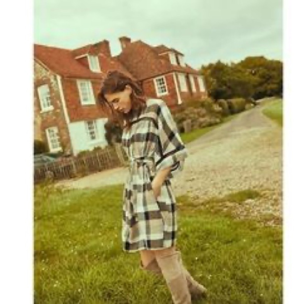 Maeve Anthropologie Plaid Tunic Tie Waist Dress